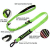 Reflective Elastic Dog Lead with Car Safety Buckle - Green