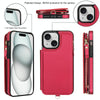 For iPhone 15 Double Flap Zipper RFID Leather Phone Case with Short Lanyard(Red)