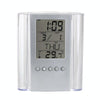 Transparent Desk Clock Pencil Holder Removable Desktop Table Digital Clock