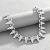 NL110 Spiked Thorns Studded With Diamonds Hip-Hop Cuban Necklace, Size: 20cm (Silver)