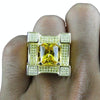 Men Luxurious Microencrusted Zircon Ring, Ring Size:12(Gold)