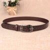 ZK--067 Retro Engraved Buckle Butterfly Print Pin Buckle Leather Belt, Length: 115cm(White)