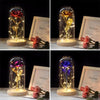 Simulation Roses Lights Glass Cover Decorations Crafts Valentines Day Gifts(Gold Foil Rose Blue)