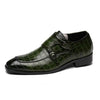Crocodile Pattern Business Flat Bottom Leather Formal Shoes, Size:41(Green)
