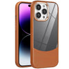 For iPhone 14 Pro Litchi Texture TPU Hybrid Acrylic Phone Case(Brown)