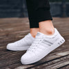 Men Leather Breathable Flat Shoes Versatile Casual Sneakers, Size: 44(White Gray)