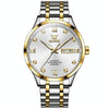 OLEVS 9946 Men Diamond Roman Scale Waterproof Quartz Watch(White + Gold)