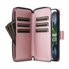 For Samsung Galaxy A15 Nine-card Slots Zipper Wallet Bag Leather Phone Case(Rose Gold)