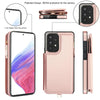 For Samsung Galaxy A53 5G Double Flap Zipper RFID Leather Phone Case with Short Lanyard(Rose Gold)