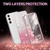 For Samsung Galaxy S23+ 5G Gradient Glitter Flower All-inclusive Phone Case(Pink)