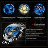 OLEVS 2859 Men Multifunctional Luminous Waterproof Quartz Watch(Black + Blue)