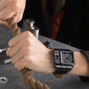 Oulm 3364 Men Square Dial Leather Belt Quartz Watch(Black)