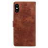 For iPhone X / XS Lace Floral Embossed Magnetic Buckle Leather Phone Case(Brown)