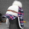 Winter Outdoor Warm Lattice Bomber Hat for Women, Hat Size:M56-58cm(Rose Red)