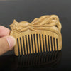 8cm Fox Green Sandalwood Retro Style Carved Portable Wooden Comb