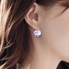 Women Fashion Color Square Stud Earrings Crystal Rhinestone Earring(Champagne)