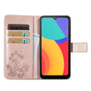 For Alcatel 1L 2021 Four-leaf Clasp Embossed Buckle Mobile Phone Protection Leather Case with Lanyard & Card Slot & Wallet & Bracket Function(Rose Gold)