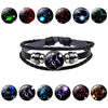 Twelve Constellations Multilayer Beaded Cowhide Bracelet, Style: Leo Ordinary