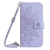 For Samsung Galaxy A26 5G Skin Feel Sun Flower Embossed Flip Leather Phone Case with Lanyard(Purple)