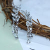 Women Tassel Wing Style Drop Earrings Fashion Cubic Jewelry(Silver color)