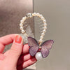 Rhinestone Butterfly Hair Clip Embroidered Ponytail Hair Clasp(Purple)