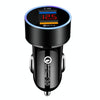 2 PCS Aluminum Ring Display Car Charger  QC3.0+2.4A Aluminum Alloy Multi-function Halo Digital Display Car Charger(Elegant Black)