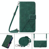 For Samsung Galaxy A33 5G Crossbody 3D Embossed Flip Leather Phone Case(Dark Green)