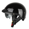 SOMAN Motorcycle Half Helmet Adjustable Helmet With Inner Mirror, Size: L(Bright Black)