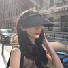 Straw Empty Top Peaked Cap For Ladies, Size: M (56-58cm)(Black+Black)