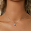 S925 Sterling Silver Platinum Plated Blue Moissanite Necklace(MSN031)