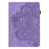 For Samsung Galaxy Tab A8 10.5 2021 Peacock Embossed Pattern Leather Tablet Case(Purple)