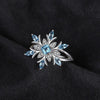 Fashion Snowflake Flower Blue Topaz Ring Jewelry Women, Ring Size:6