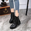 Round Head Low-profile Women Ankle Boots, Shoes Size:35(Black)