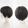 Wig Female Short Hair Round Face Full Top Headgear Short Hair Temperament Bangs Hair Cover(Black Brown 28CM)