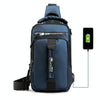 HaoShuai 1100-1 Men Chest Bag Multifunctional Single / Double Shoulder Backpack with External USB Charging Port(Navy Blue)