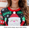 Santa Claus Embroidered Sweater Women Cute Pullover Short Sweater, Size: M(Black)