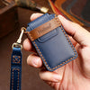 Hallmo Car Cowhide Leather Key Protective Cover Key Case for New Volvo(Blue)