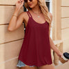 Women Tank Tops Summer Sleeveless Spaghetti Straps Camisole Top, Size: L(Wine Red)