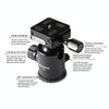 TRIOPO T259G+Q2 Adjustable Portable Carbon Fiber Tripod with Q-2 Ball Head for SLR Camera