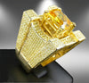 Men Luxurious Microencrusted Zircon Ring, Ring Size:12(Gold)