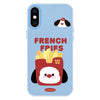 For iPhone X / XS Skin Feeling Jelly TPU Hybrid PC Phone Case(French Fries Puppy Blue)