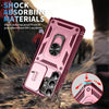 For Samsung Galaxy S25 Ultra 5G Sliding Camshield TPU Hybrid PC Phone Case with Holder(Pink+Rose Red)