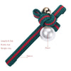 Pearl Hairpin Striped Fabric Pearl Duckbill Clip Bow Side Clip(Black)