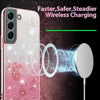 For Samsung Galaxy S22 5G Gradient Glitter Flower All-inclusive Phone Case(Pink)