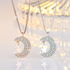 A206 Women Moon Star Micro Inlay Pendant Clavicle Necklace(Rose Gold With Chain)