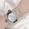2 PCS Alphabet Number Pattern Leather Strap Watch(Brown)