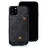 For iPhone 12 mini Leather Protective Case with Holder & Card Slots(Black)