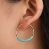 Women Hoop Earrings Ethnic Vintage Bead Boho Earrings Statement Jewelry(blue)