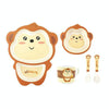 Bamboo Fiber Children Tableware Set Household Cute Cartoon Baby Food Supplement Plate Set(043 Monkey)