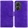 For Asus Zenfone 9 Skin Feel Pure Color Flip Leather Phone Case(Purple)